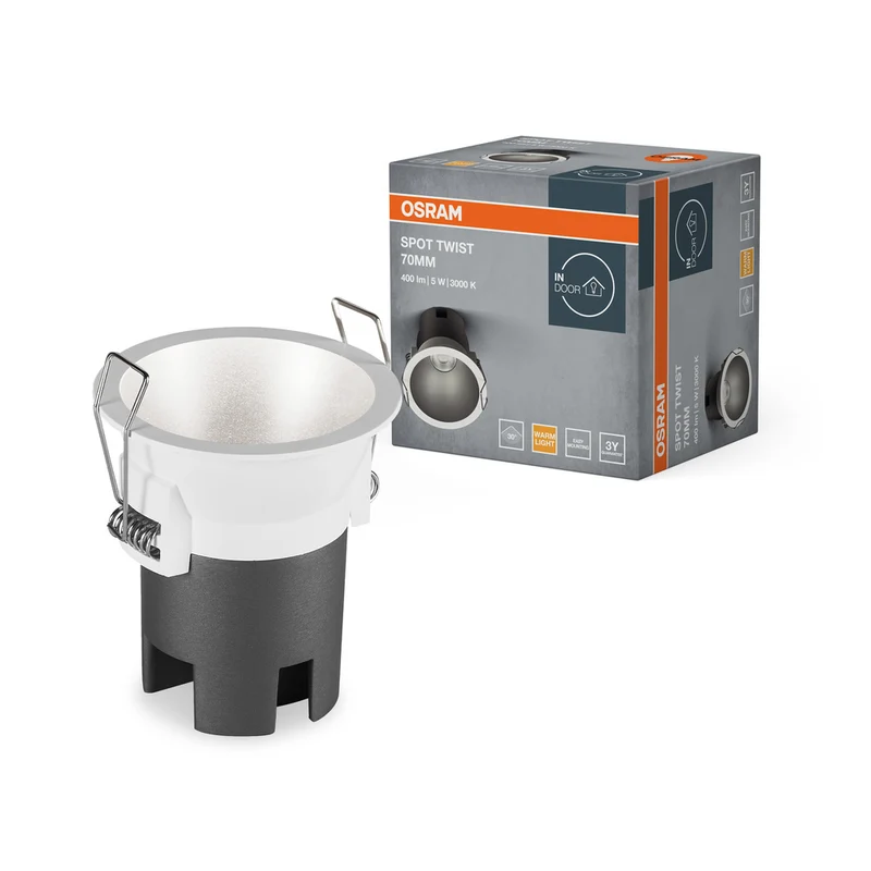 Foco empotrable OSRAM SPOT TWIST Ø 70 mm, plateado, 5 W, 400 lm, 830 WT