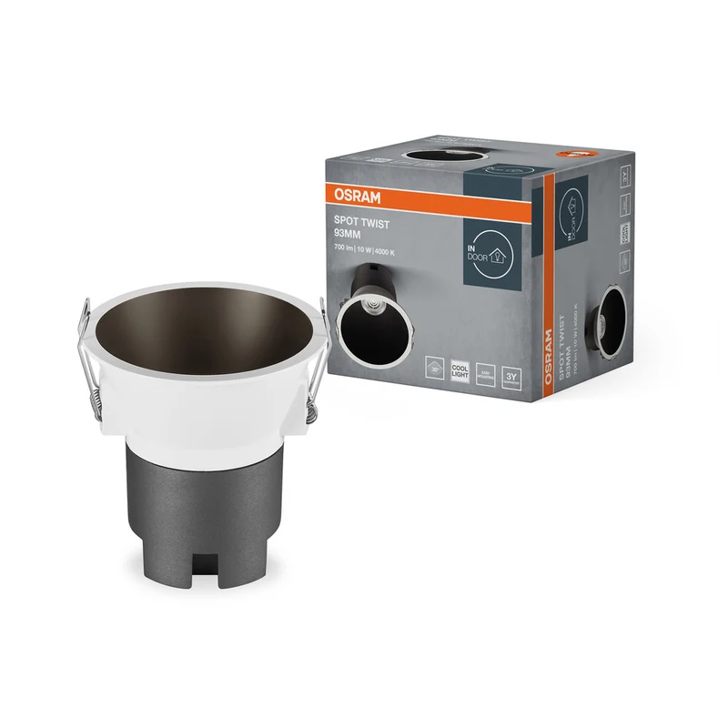 OSRAM SPOT TWIST Ø 93mm downlight, negro, 10W, 800lm, 840 WT