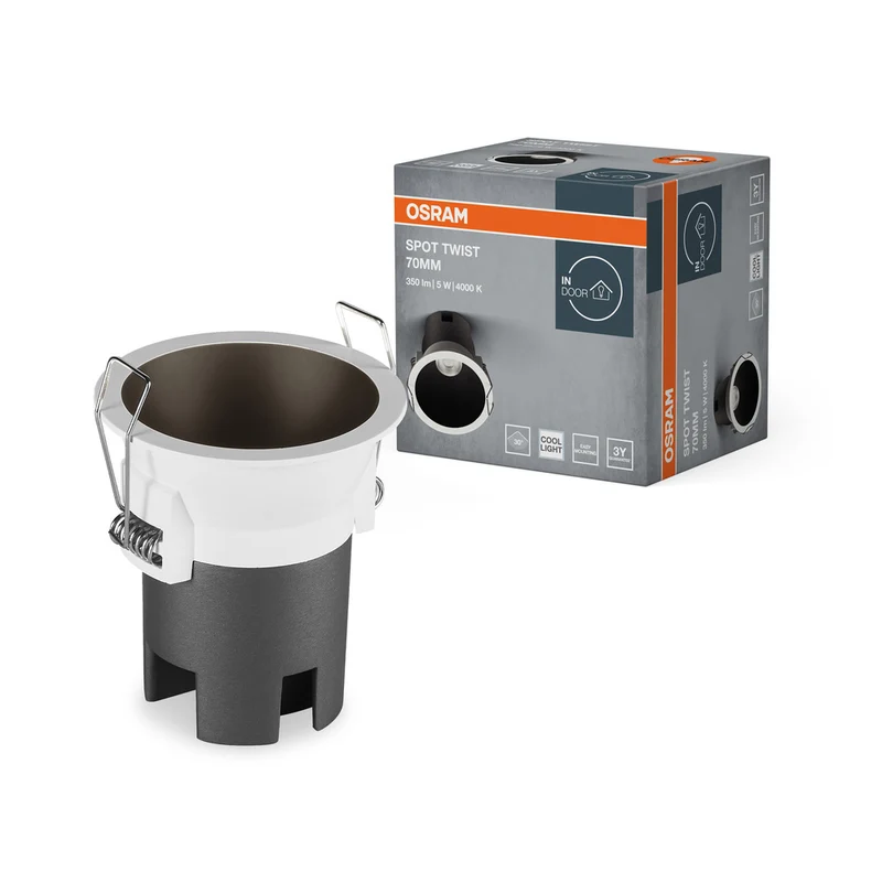 Foco empotrable OSRAM SPOT TWIST Ø 70 mm, negro, 5 W, 400 lm, 840 WT