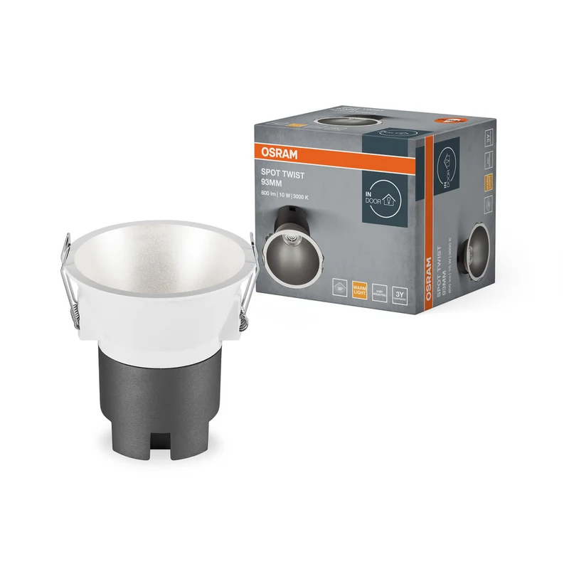 OSRAM SPOT TWIST Ø 93mm downlight, plata, 10W, 800lm, 830 WT
