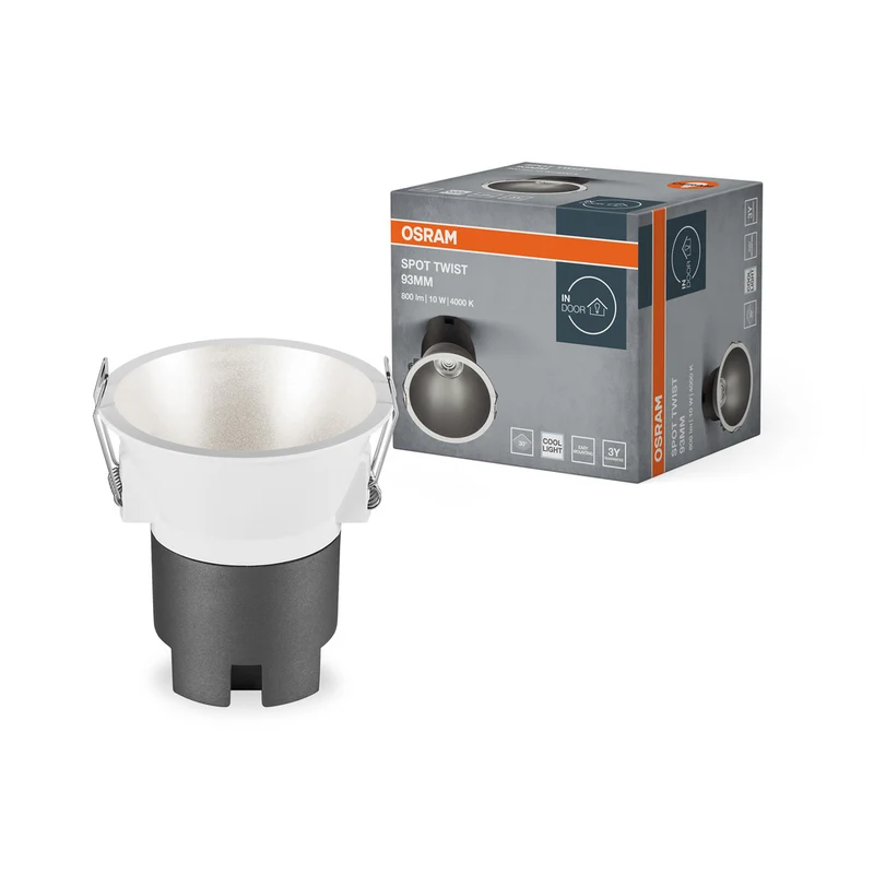 Foco empotrable OSRAM SPOT TWIST Ø 93 mm, plateado, 10 W, 800 lm, 840 WT