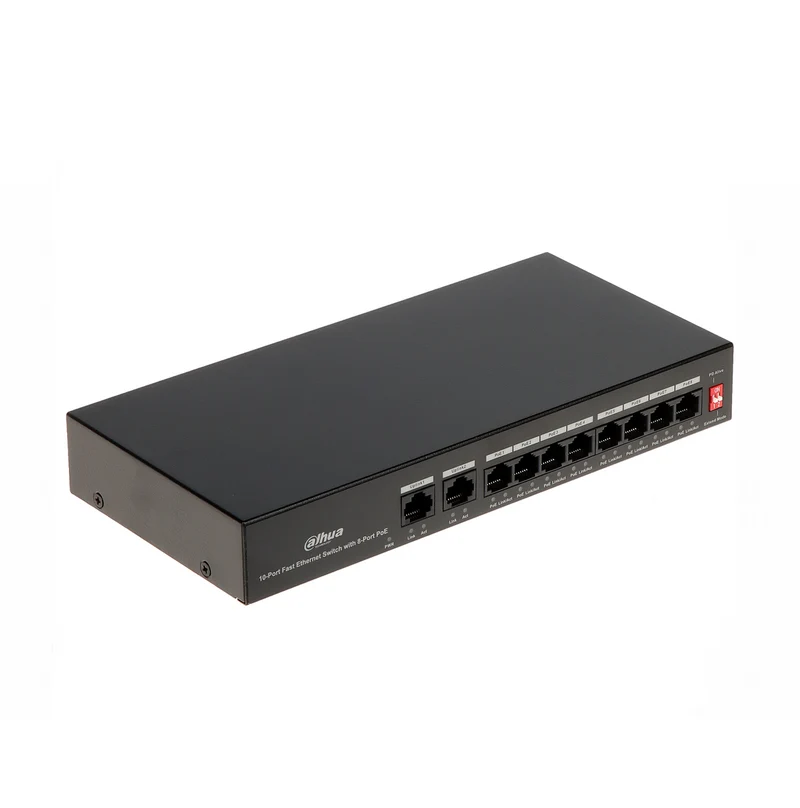 Switch POE de 8 puertos 10/100+2 UPLINK 10-100 65W Marca: Dahua