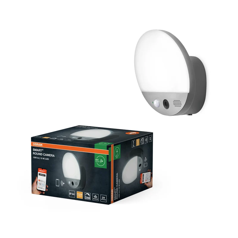 OSRAM SMART+ Aplique con cámara, redondo, gris