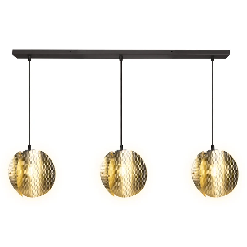 Lámpara colgante OSRAM DECOR con globo plegado lineal 3xE27 dorada