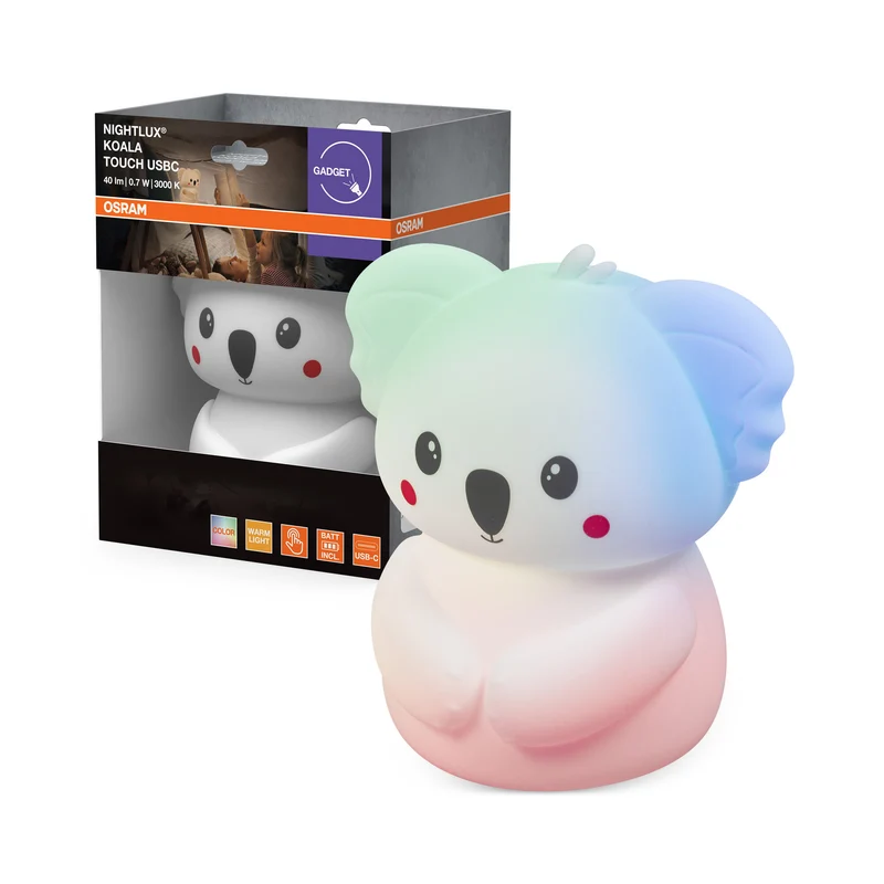 Luz nocturna LED OSRAM NIGHTLUX TOUCH Koala USB RGBW multicolor con funcionamiento a batería de 0,70 W
