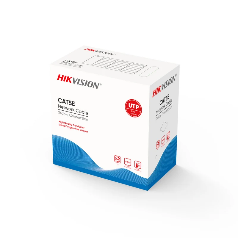 Jack RJ45 Hikvision - Bobina de Cable UTP 305 mts - Cat 5E - Cable Clasificación Cmx - Color Gris - DS1LN5EE/EPLUG