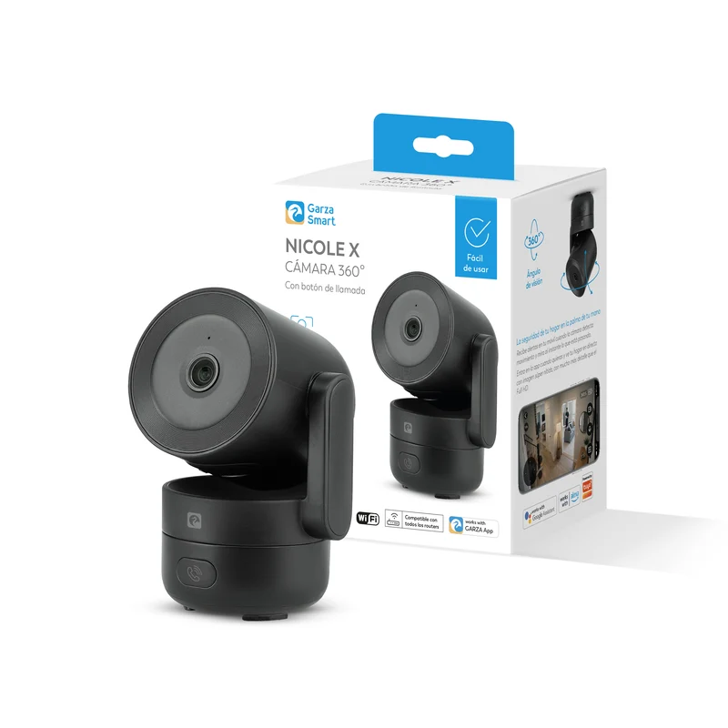 Nicole X - Cámara de Vigilancia Wifi Interior 360º con botón llamada