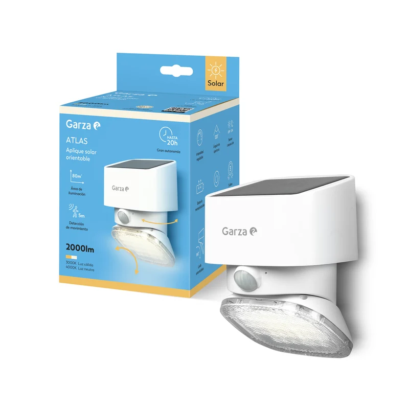 Aplique solar Atlas con luz orientable 180º