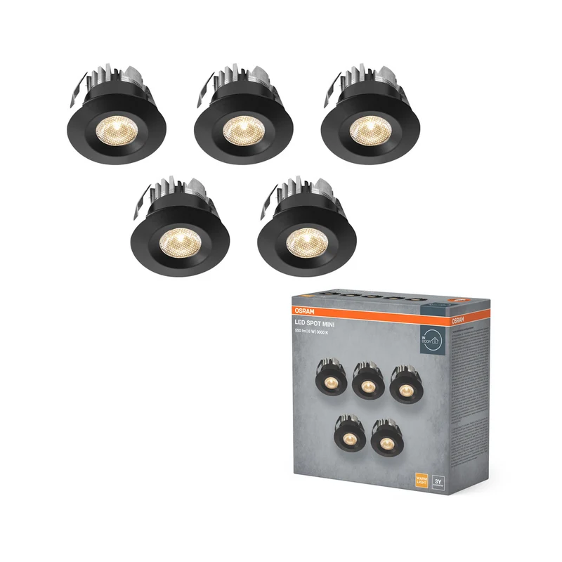 Foco empotrable OSRAM LED Mini Spot Set 6W 120° Negro ⌀30 mm
