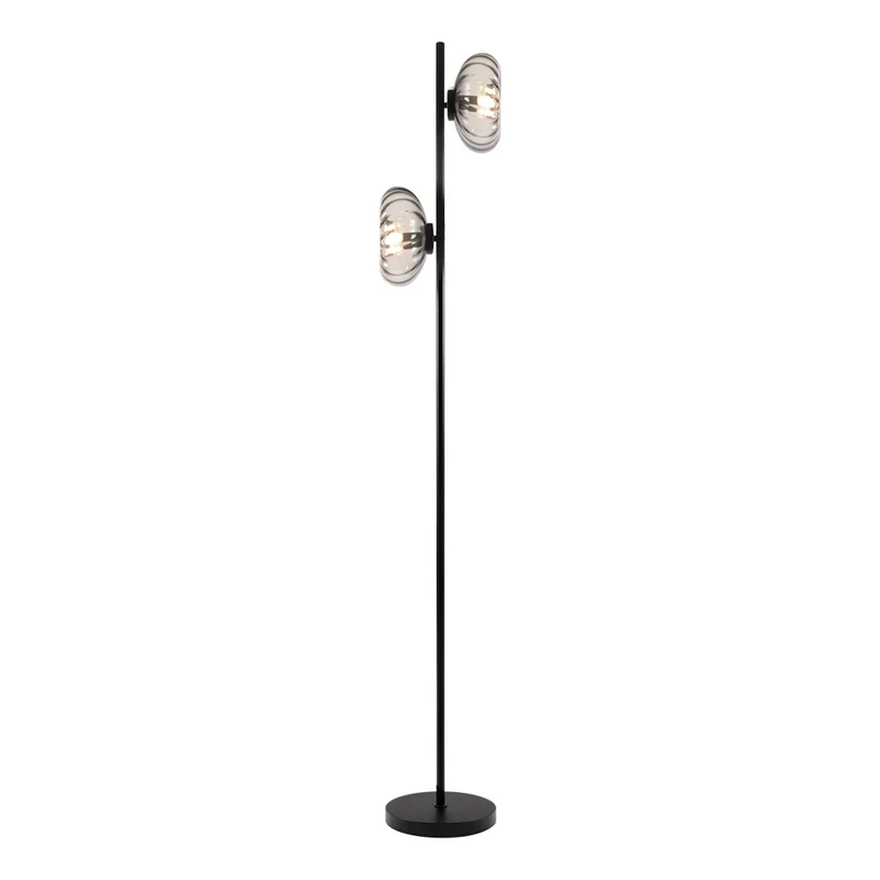Lámpara de pie OSRAM DECOR de cristal ahumado 2xE14 negra