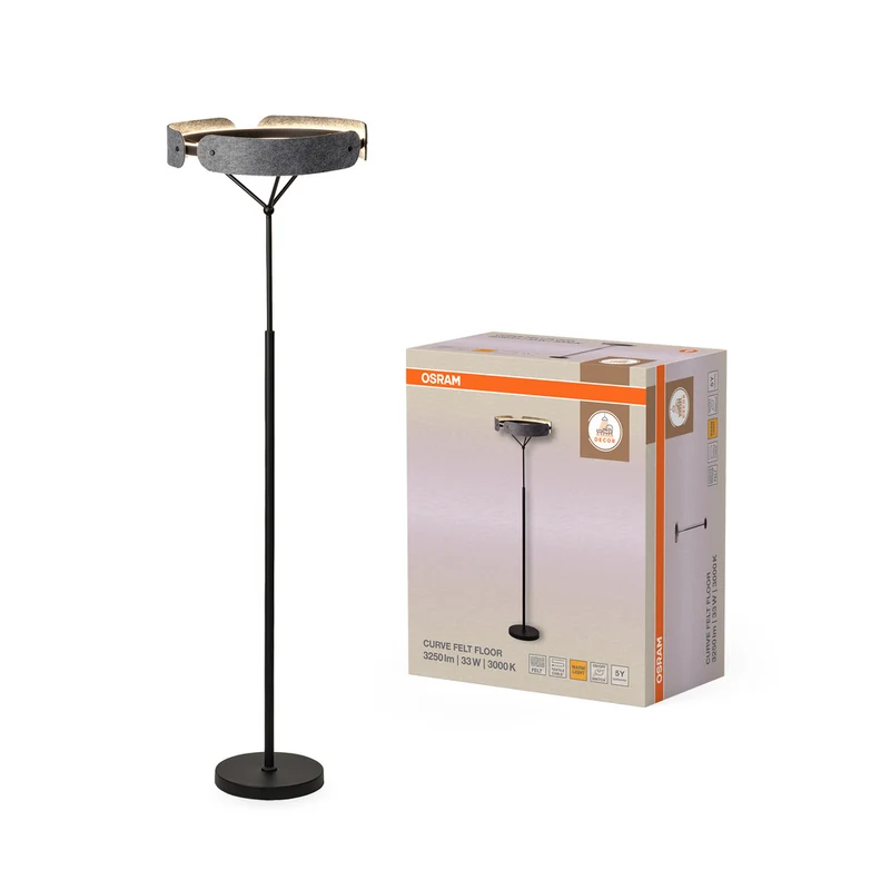 Lámpara de pie OSRAM DECOR Curve Felt 33W 830 Gris oscuro