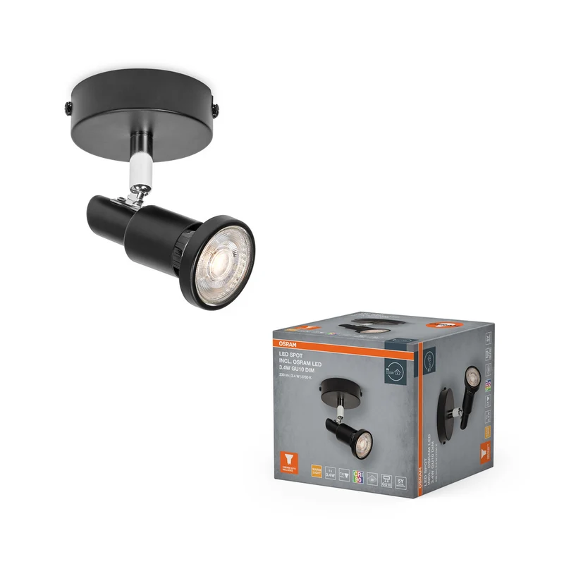 Lámpara de techo/pared LED OSRAM SPOT GU10 3,4 W, 230 lm, color negro