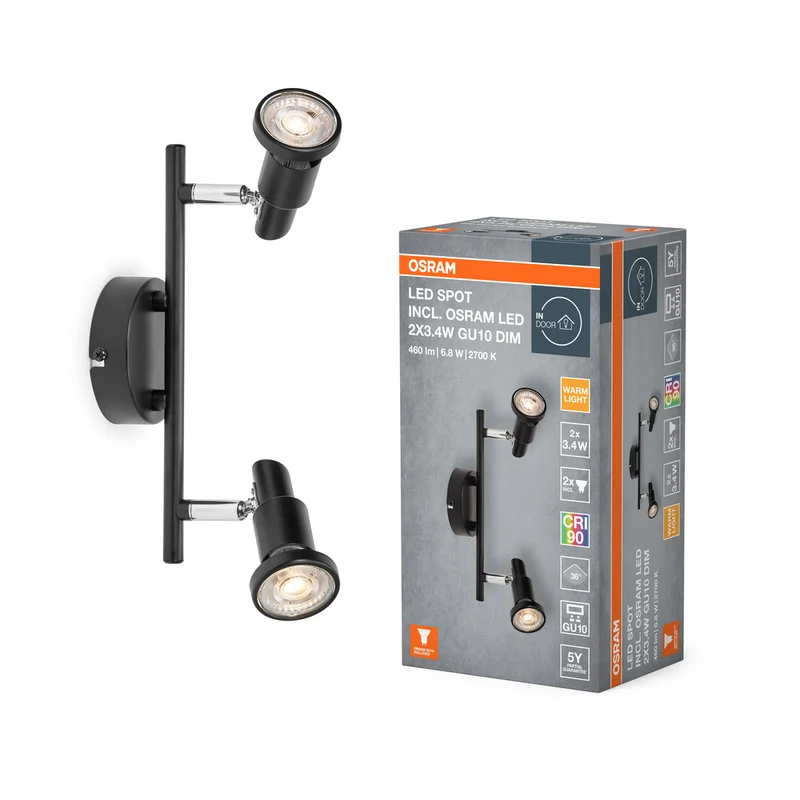 Lámpara de techo LED OSRAM SPOT GU10 2 x 3,4 W, 460 lm, negra