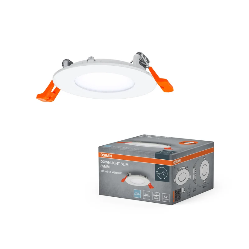 Lámpara de techo LED OSRAM RECESS SLIM DOWNLIGHT, Ø 85 mm, 220…240 V, 4,50 W / 6500 K, blanco frío