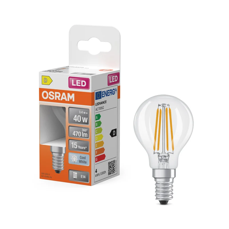 Lámpara LED OSRAM Retrofit Classic P (ex 40W) 4W / 4000K blanco frío E14