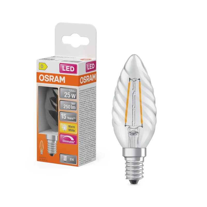 Lámpara LED OSRAM Superstar Classic, mini vela, 2,8 W, 250 lm, blanco cálido, E14