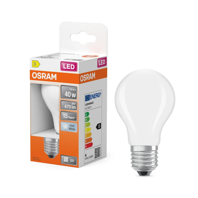 Lámpara LED OSRAM Retrofit Classic mate (ex 40W) 4W / 4000K blanco frío E27