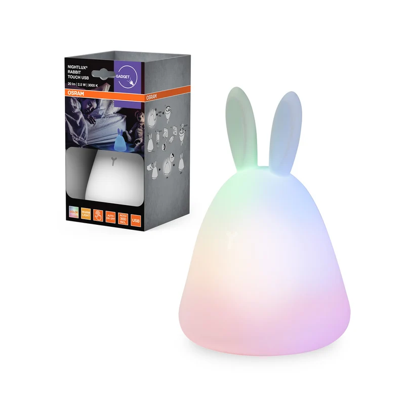 Luz nocturna LED OSRAM NIGHTLUX TOUCH Rabbit USB RGBW multicolor con funcionamiento a batería de 0,50 W