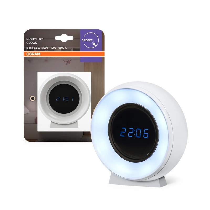 Reloj digital y luz nocturna OSRAM NIGHTLUX, blanco, 0,3 W, 5 lm