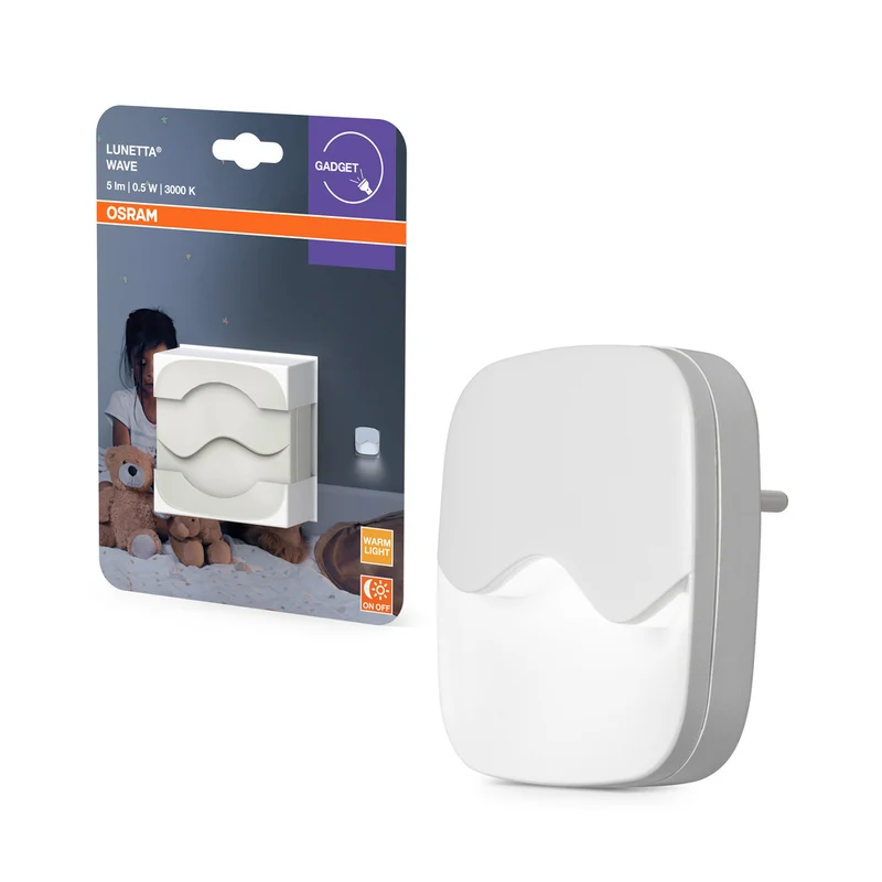 Luz nocturna OSRAM LUNETTA Wave con sensor LED para enchufe 0,50 W / 3000 K blanco cálido