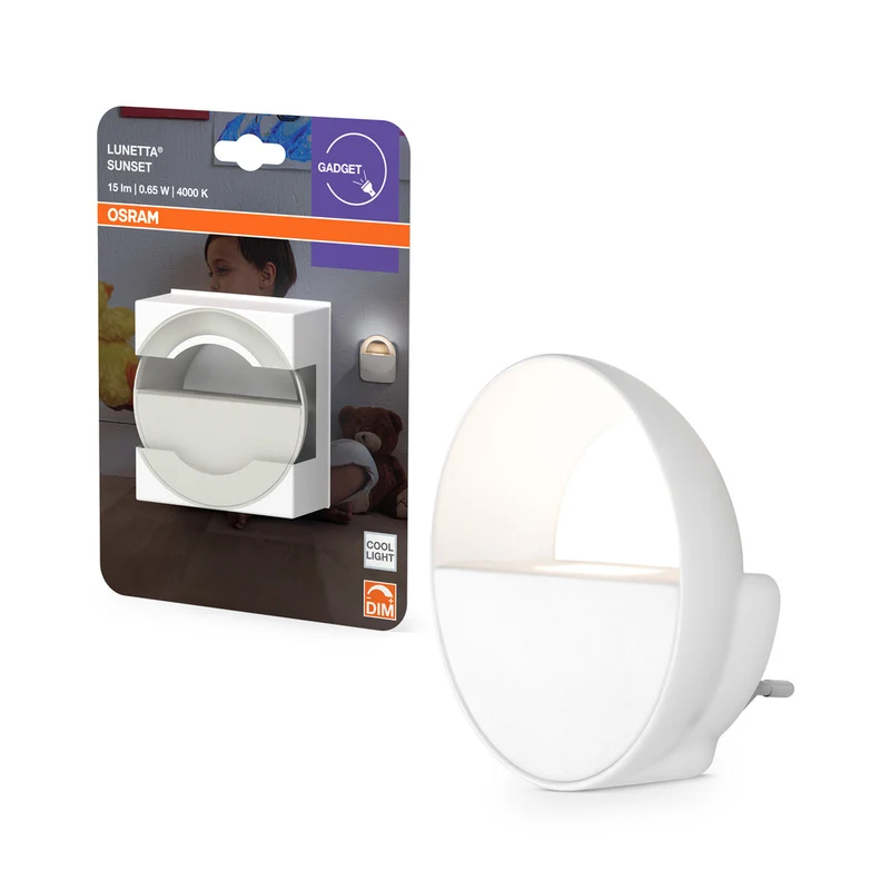Luz nocturna LED OSRAM LUNETTA SUNSET, LED para enchufe, 0,60 W / 4000 K, blanco frío