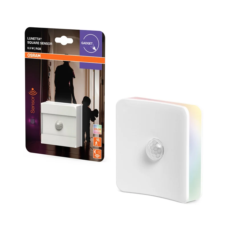 Luz nocturna OSRAM LUNETTA SQUARE RGB con sensor de movimiento, 0,3 W