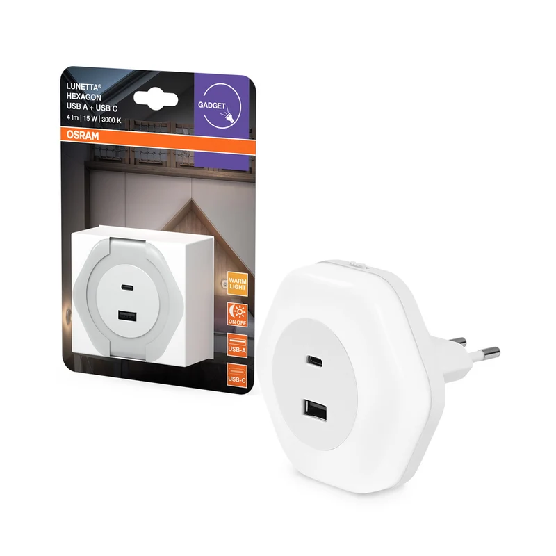Luz nocturna enchufable OSRAM LUNETTA HEXAGON, 5 W, 5 lm