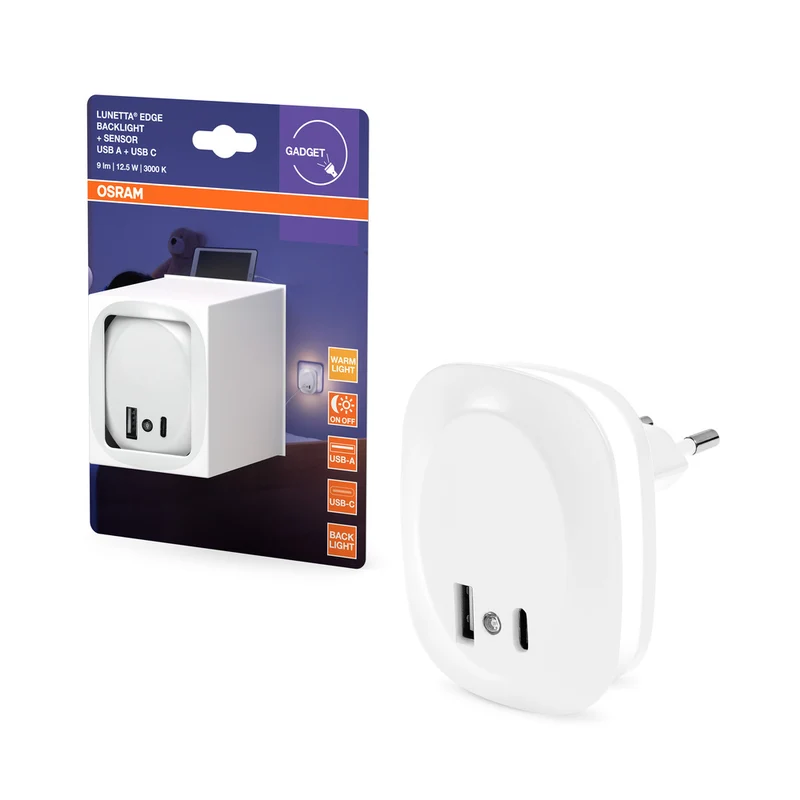 Luz nocturna enchufable OSRAM LUNETTA EDGE, 0,35 W, 10 lm, blanca