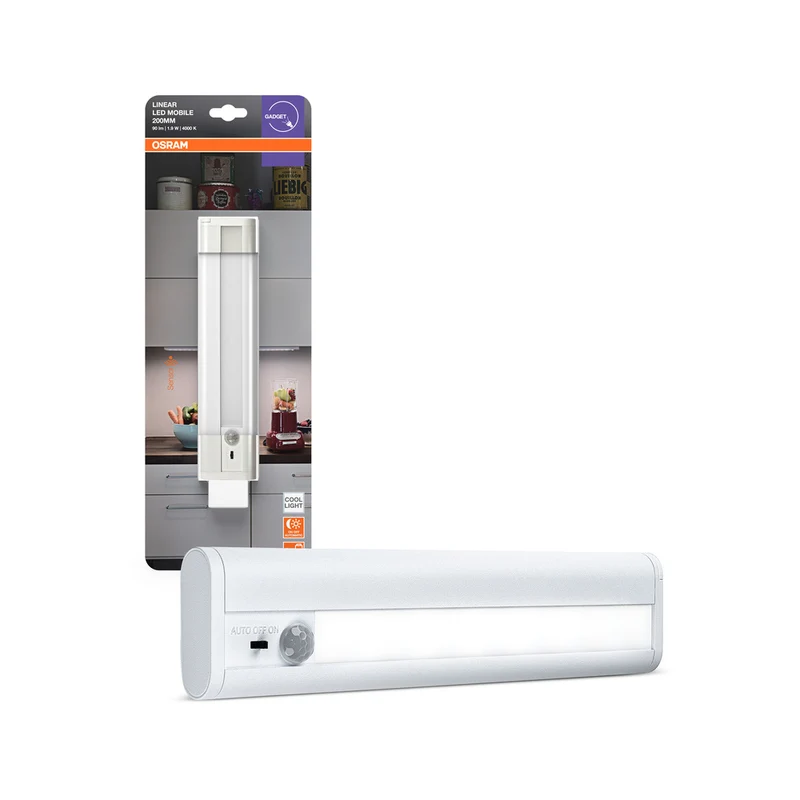Lámpara LED lineal OSRAM para debajo del armario, con batería móvil, 21,4 cm, sensor, 1,9 W, 4000 K, blanco frío