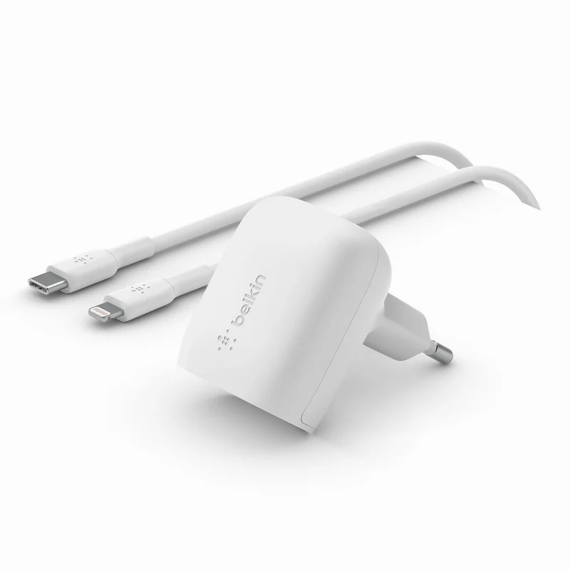 Adaptador de corriente de 20 W Lightning con cable de Belkin - Blanco