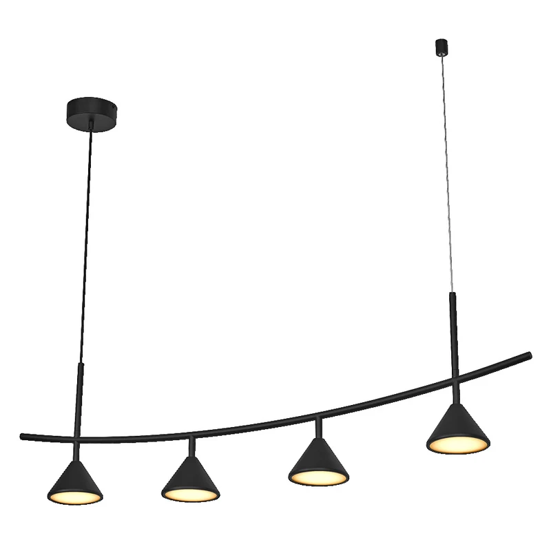 Lámpara colgante lineal OSRAM DECOR Fuji de 4 luces, 16 W, 930, color negro