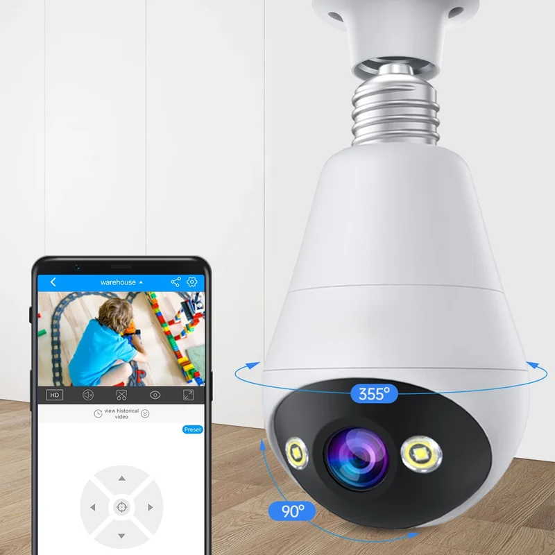 Fisheye Mini WiFi Bulb Security Camera