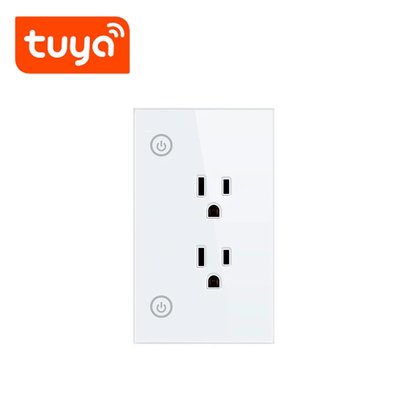 Toma corriente empotrable inteligente tecnología Tuya WIFI 2 TOMAS 15A TK-SM-PW801 Marca: Tuya