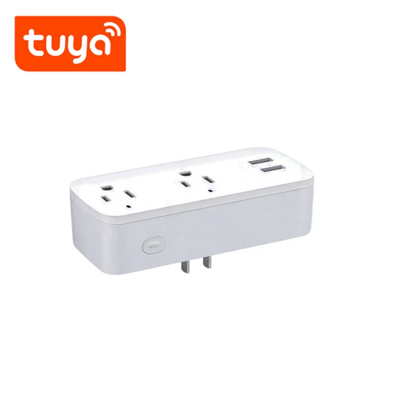 Enchufe inteligente WIFI tecnología Tuya 2 tomas 10A 2 USB 2A TK-BSD08 Marca: Tuya