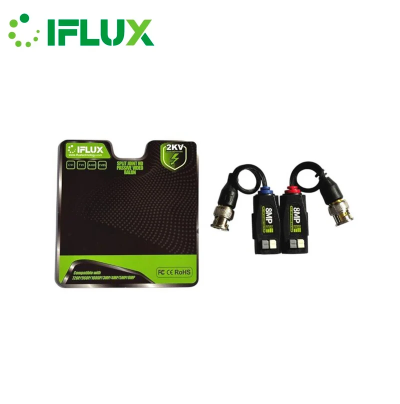 Pareja de video Baluns TURBOHD 8MP / Soporta HD-TVI / AHD / CVI / CVBS ZK-CF800 Marca: Iflux