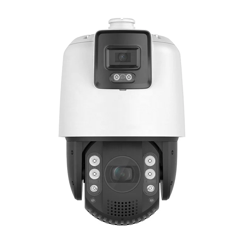 Hikvision DS-2SE7C425MW-AEB(14F1)(P3), cámara dual de 4 MP con zoom PTZ de 25x y cámara fija integradas.