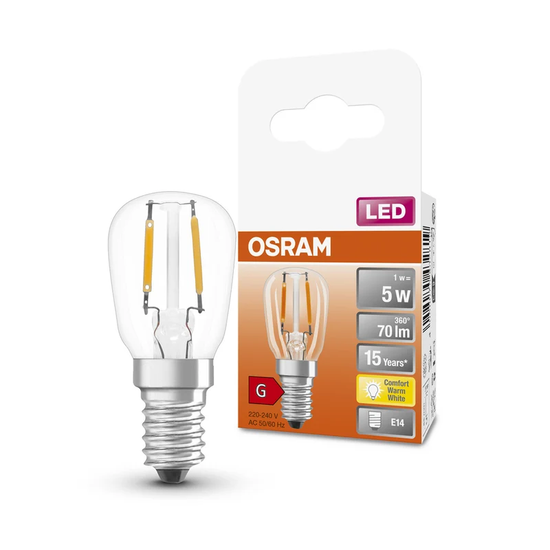 Lámpara LED OSRAM LED SPECIAL T26 1W 824 Transparente E14, 70 lm, 2400 K, Luz cálida y confortable