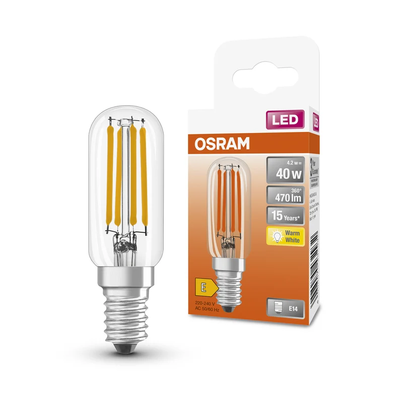 Lámpara LED OSRAM LED SPECIAL T26 4,2W 827 Transparente E14, 470 lm, 2700 K, Blanco cálido