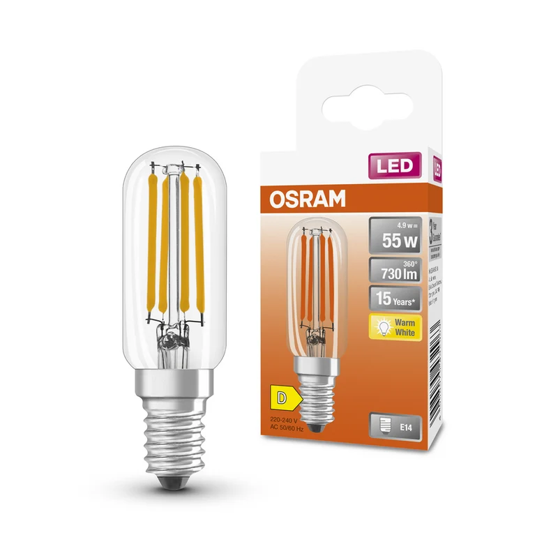 Lámpara LED OSRAM LED SPECIAL T26 4.9W 827 Transparente E14, 730 lm, 2700 K, Blanco cálido