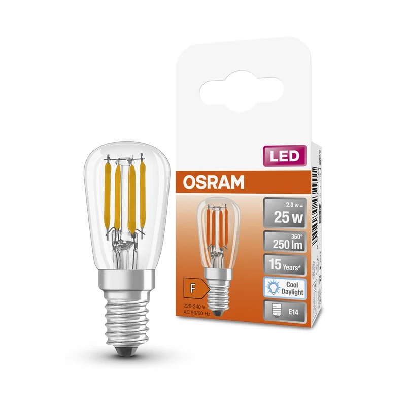 Lámpara LED OSRAM LED SPECIAL T26 2.8W 865 Transparente E14, 250 lm, 6500 K, Luz diurna fría