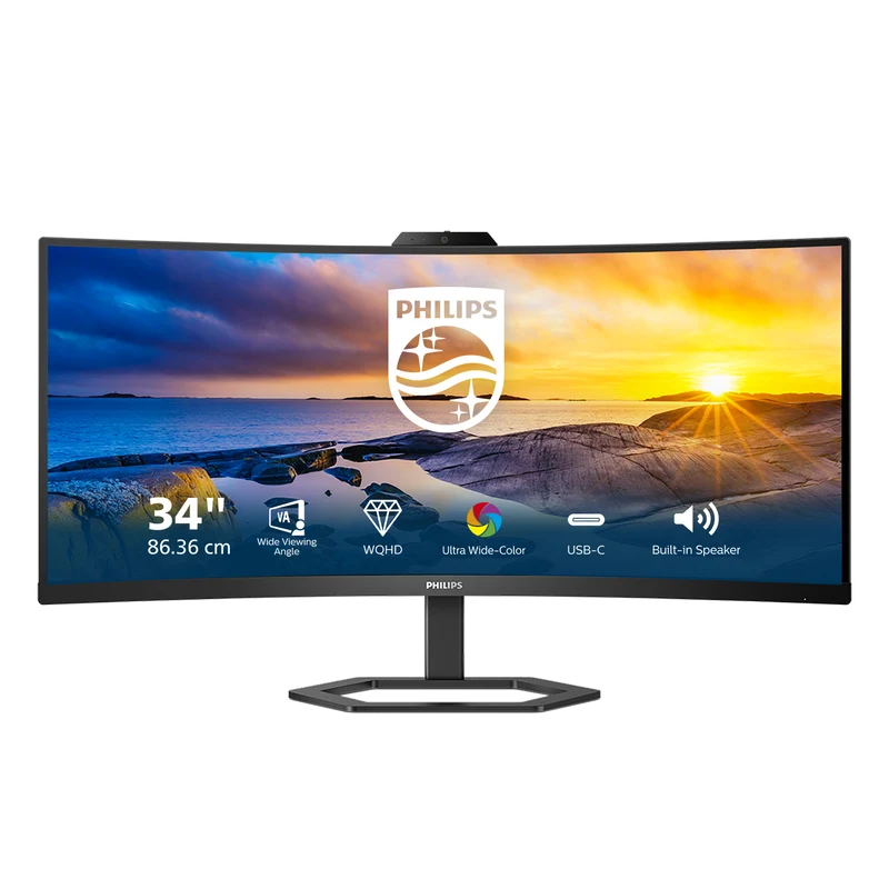 Monitor de 34" LCD curvo con webcam de Philips