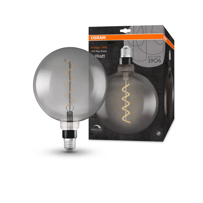 Lámpara LED OSRAM VINTAGE 1906® LED CLASSIC Globo Regulable 4W 818 Humo E27, 140 lm, 1800 K, Luz Cálida Confort