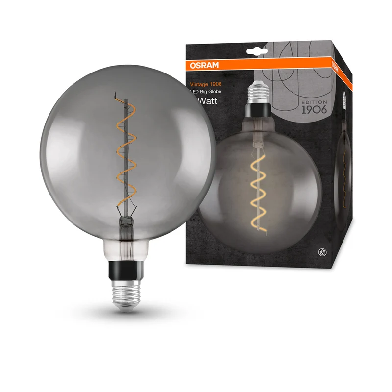 Lámpara LED OSRAM VINTAGE 1906® LED CLASSIC GLOBE 4W 818 Humo E27, 140 lm, 1800 K, Luz cálida y confortable