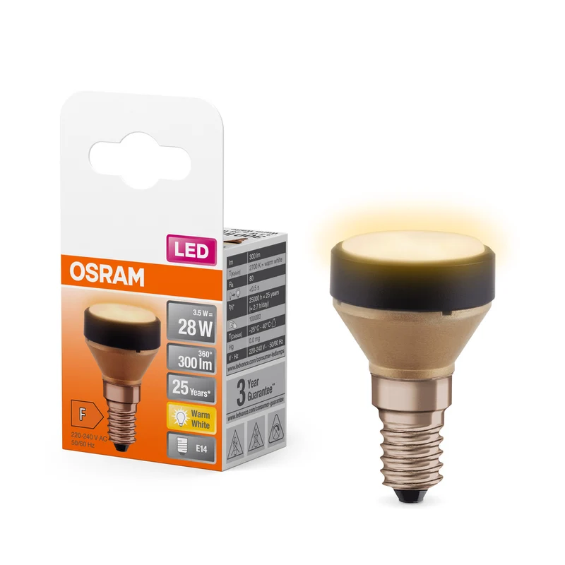 LÁMPARA PLANA LED OSRAM Lámpara LED de diseño ultracompacta, 2700K, 3,5W, mate, E14, blanco cálido