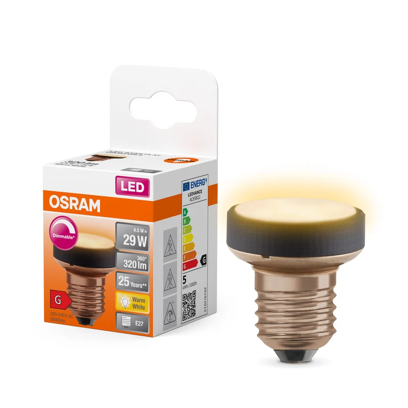 LÁMPARA PLANA LED OSRAM Lámpara LED de diseño ultracompacta, regulable, 2700K, 3,5W, mate, E27, blanco cálido
