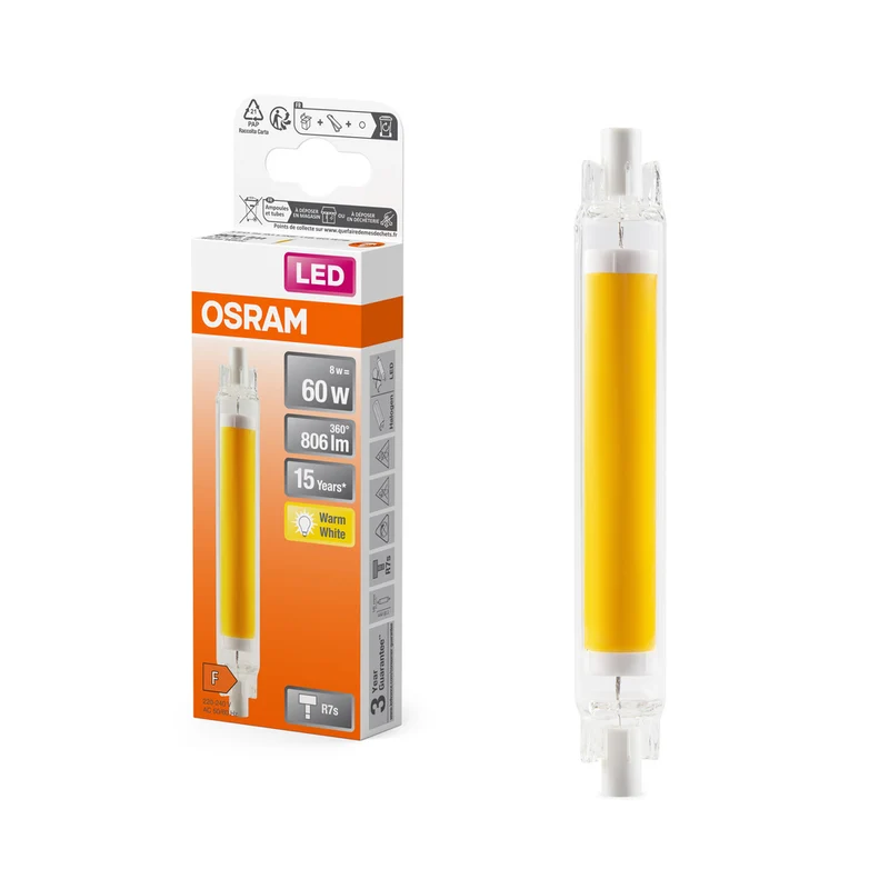Lámpara LED OSRAM Slim Line, 8 W, 806 lm, R7s, blanco cálido 2700 K