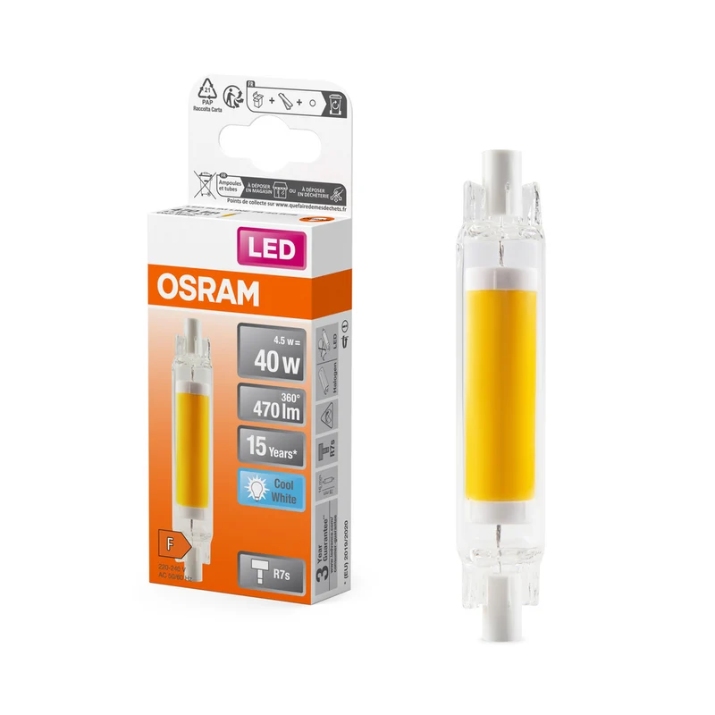 Lámpara LED OSRAM Slim Line, 4,5 W, R7s, blanco frío 4000 K