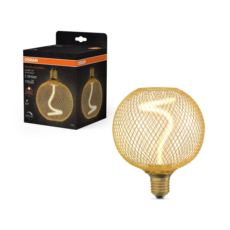 Lámpara LED de filamento espiral OSRAM DECOR, dorada, 3,5 W, 170 lm, blanco cálido confort, E27