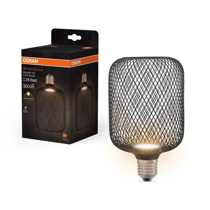 Lámpara LED plana OSRAM DECOR, negra, 3,5 W, mate, 100 mm, blanco cálido, E27