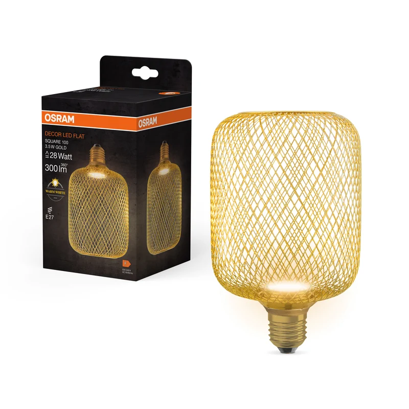 Lámpara LED plana OSRAM DECOR, dorada, 3,5 W, 300 lm, mate, 100 mm, blanco cálido, E27